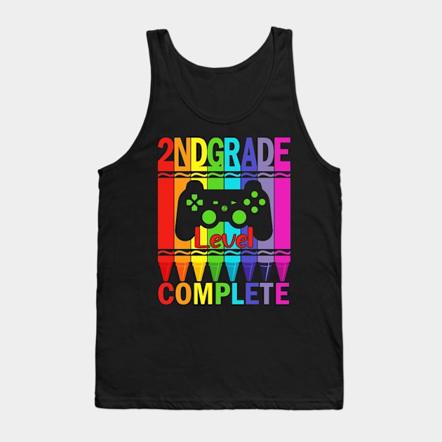 2nd Grade Level Complete Funny Gamer Shirt Back To School Crayons Tank Top by FONSbually